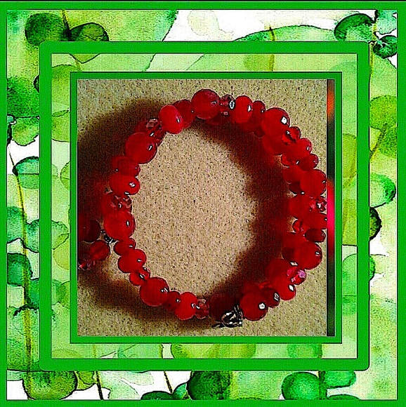 “Ruby Slippers” July genuine red agate& genuine jade bracelet - Picture 2 of 4